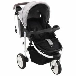 VidaXL Poussette bébé à 3 roues Gris et noir