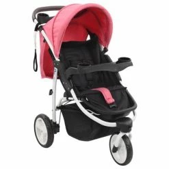 VidaXL Poussette bébé à 3 roues Rose et noir