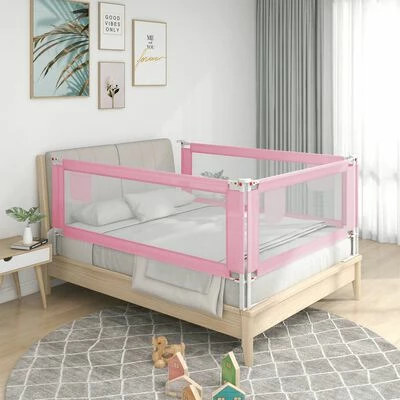 VidaXL Barrière de sécurité de lit d'enfant Rose 140x25 cm Tissu – Image 2