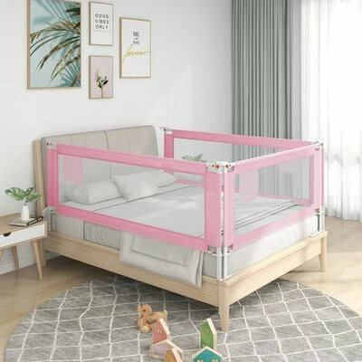 VidaXL Barrière de sécurité de lit d'enfant Rose 150x25 cm Tissu – Image 2