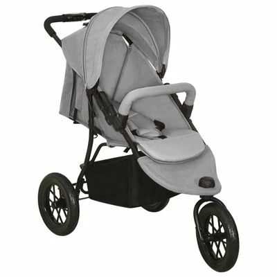 VidaXL Poussette pour bébé Gris clair Acier