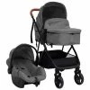 VidaXL Poussette pour bébé 3-en-1 Gris clair et noir Acier