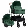 VidaXL Poussette pour bébé 3-en-1 Vert et noir Acier