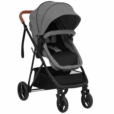VidaXL Poussette pour bébé 2-en-1 Gris clair et noir Acier