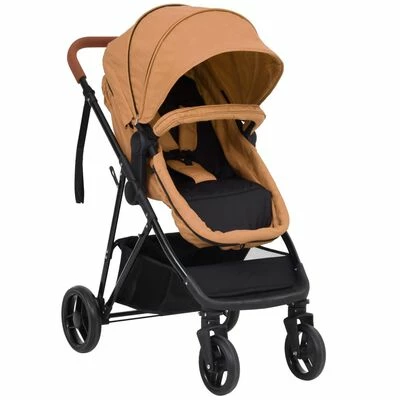 VidaXL Poussette pour bébé 2-en-1 Taupe et noir Acier