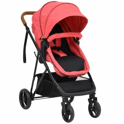 VidaXL Poussette pour bébé 2-en-1 Rouge et noir Acier