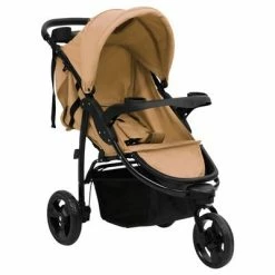VidaXL Poussette bébé à 3 roues Taupe et noir Acier