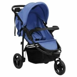 VidaXL Poussette bébé à 3 roues Bleu marine et noir Acier