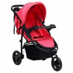 VidaXL Poussette bébé à 3 roues Rouge et noir Acier