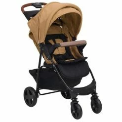 VidaXL Poussette pour bébé 2-en-1 Taupe Acier