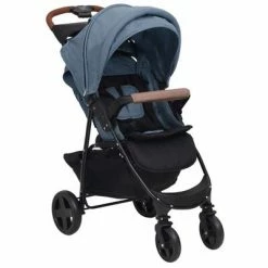 VidaXL Poussette pour bébé 2-en-1 Bleu marine Acier