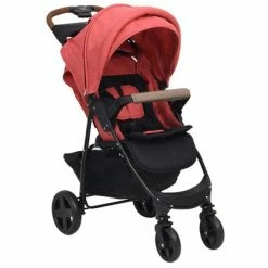 VidaXL Poussette pour bébé 2-en-1 Rouge Acier
