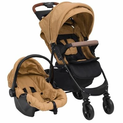 VidaXL Poussette pour bébé 3-en-1 Taupe Acier