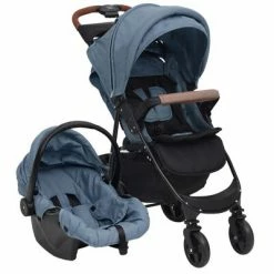 VidaXL Poussette pour bébé 3-en-1 Bleu marine Acier