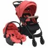 VidaXL Poussette pour bébé 3-en-1 Rouge Acier