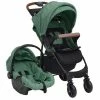 VidaXL Poussette pour bébé 3-en-1 Vert Acier