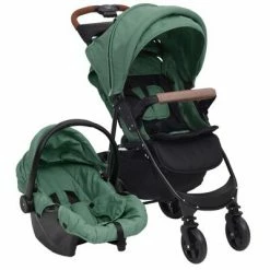VidaXL Poussette pour bébé 3-en-1 Vert Acier