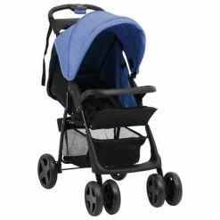 VidaXL Poussette pour bébé 2-en-1 Bleu marine et noir Acier
