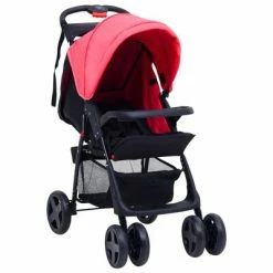 VidaXL Poussette pour bébé 2-en-1 Rouge et noir Acier