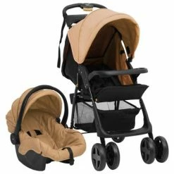 VidaXL Poussette pour bébé 3-en-1 Taupe et noir Acier