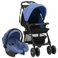 VidaXL Poussette pour bébé 3-en-1 Bleu marine et noir Acier