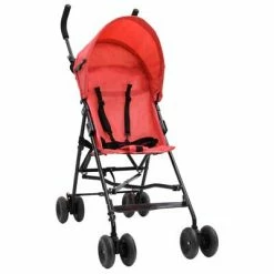 VidaXL Poussette bébé Rouge et noir Acier