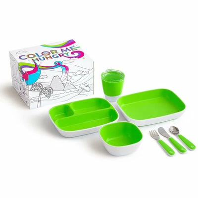 Munchkin Ensemble de vaisselle à manger 7 pcs Color Me Hungry Vert