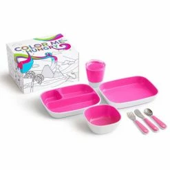 Munchkin Ensemble de vaisselle à manger 7 pcs Color Me Hungry Rose