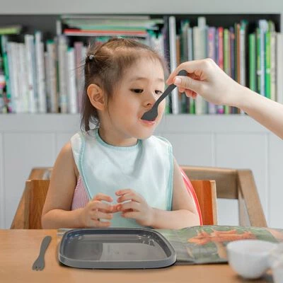 DERYAN Vaisselle enfant Silicone Quuby Gris – Image 2