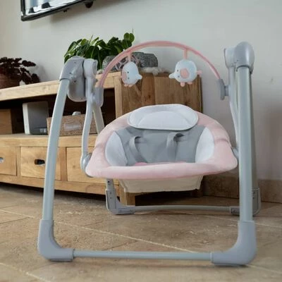 Bo Jungle Transat pour bébé portable Dolphy Gris et rose – Image 2