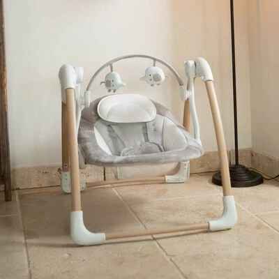 Bo Jungle Transat pour bébé portable Dolphy Naturel et blanc pur – Image 2