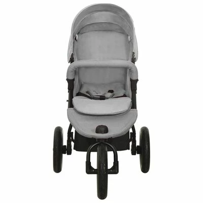 VidaXL Poussette pour bébé Gris clair Acier – Image 2