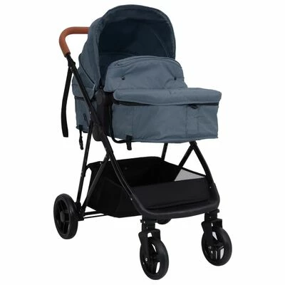 VidaXL Poussette pour bébé 3-en-1 Bleu marine et noir Acier – Image 2