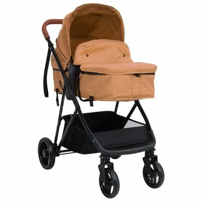 VidaXL Poussette pour bébé 2-en-1 Taupe et noir Acier – Image 2