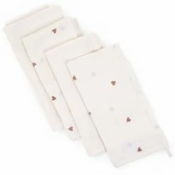 CHILDHOME Ensemble de tissu tétra avec cœurs Blanc cassé 4 pcs