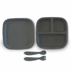 DERYAN Vaisselle enfant Silicone Quuby Gris