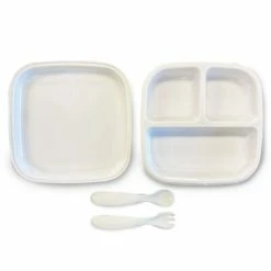 DERYAN Vaisselle enfant Silicone Quuby Blanc