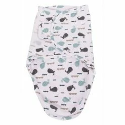 Bo Jungle Couverture emmaillotée Gris et blanc Baleines S