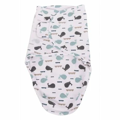 Bo Jungle Couverture emmaillotée Gris et blanc Baleines S