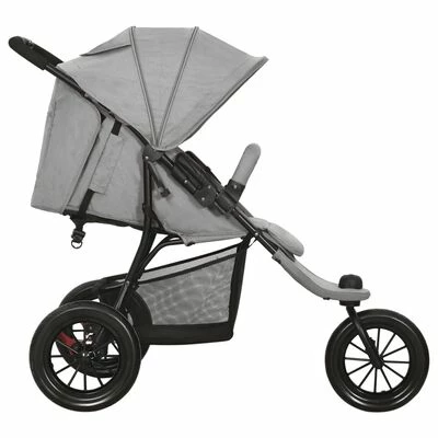 VidaXL Poussette pour bébé Gris clair Acier – Image 3