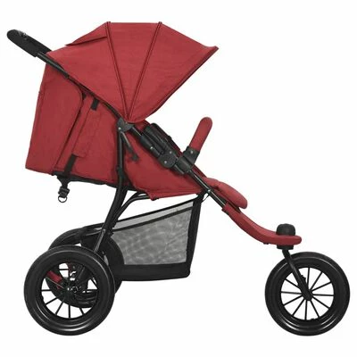 VidaXL Poussette pour bébé Rouge Acier – Image 3
