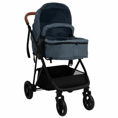 VidaXL Poussette pour bébé 3-en-1 Bleu marine et noir Acier – Image 3