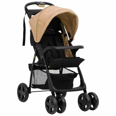 VidaXL Poussette pour bébé 2-en-1 Taupe et noir Acier – Image 3