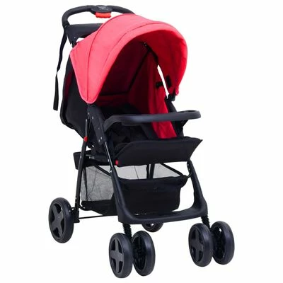 VidaXL Poussette pour bébé 3-en-1 Rouge et noir Acier – Image 3