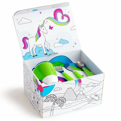 Munchkin Ensemble de vaisselle à manger 7 pcs Color Me Hungry Vert – Image 3