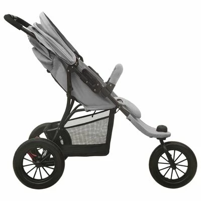 VidaXL Poussette pour bébé Gris clair Acier – Image 4