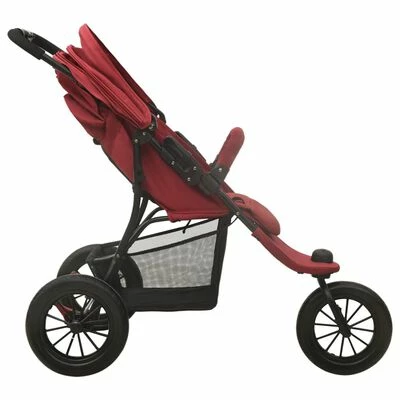 VidaXL Poussette pour bébé Rouge Acier – Image 4