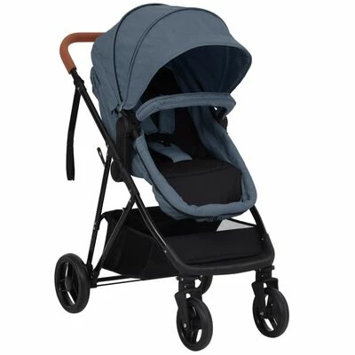 VidaXL Poussette pour bébé 3-en-1 Bleu marine et noir Acier – Image 4