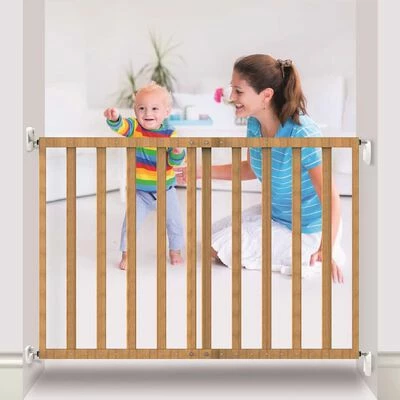 Noma Barrière de sécurité extensible 63,5-106 cm Bois naturel 93729 – Image 4