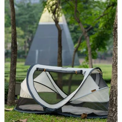 DERYAN Lit d'enfant escamotable Peuter Luxe à moustiquaire Crème – Image 4